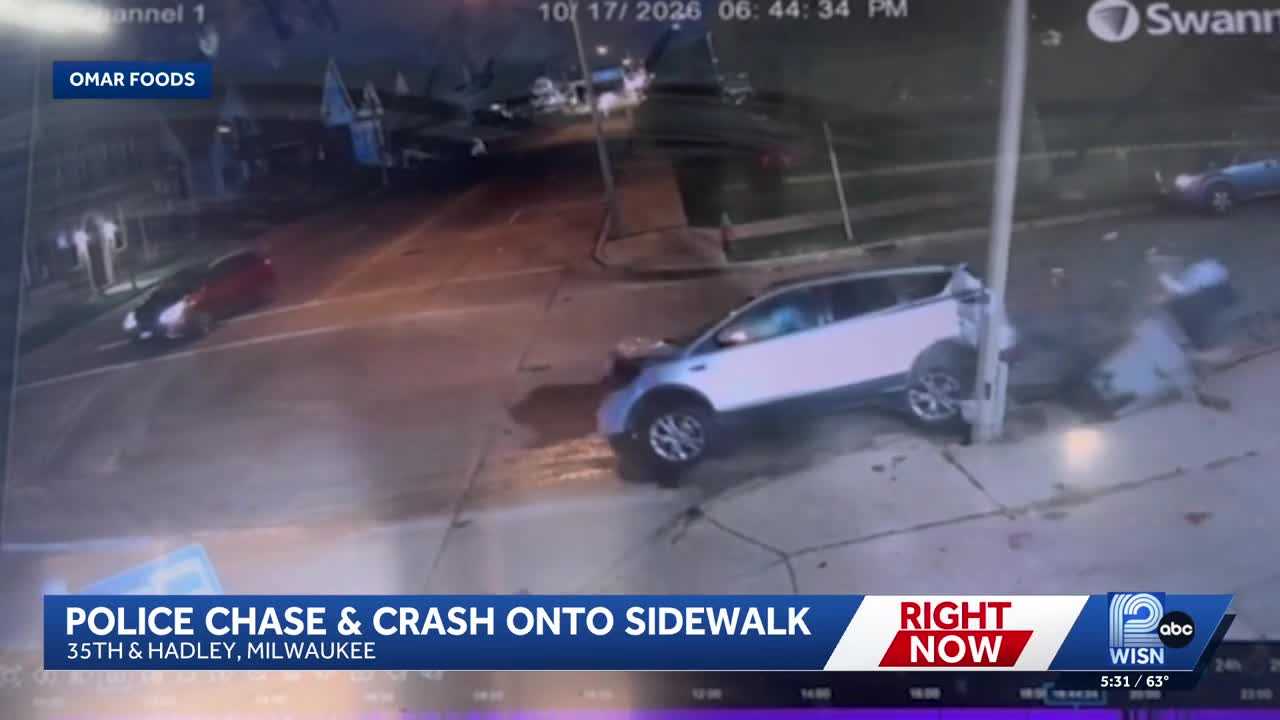 Video: Milwaukee police chase ends with crash onto sidewalk — WISN 12 Milwaukee, San Rafael Community news