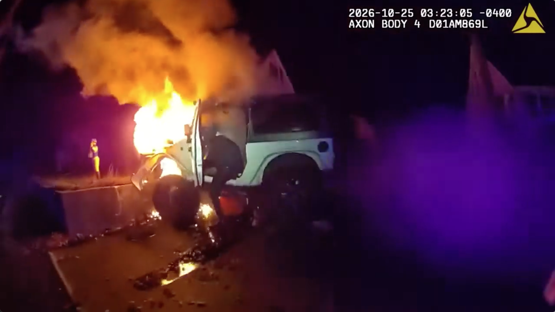 Bodycam video shows police rescuing man from burning Jeep after crash; driver facing multiple charges — KTVU FOX 2 Bay Area, San Rafael Community news